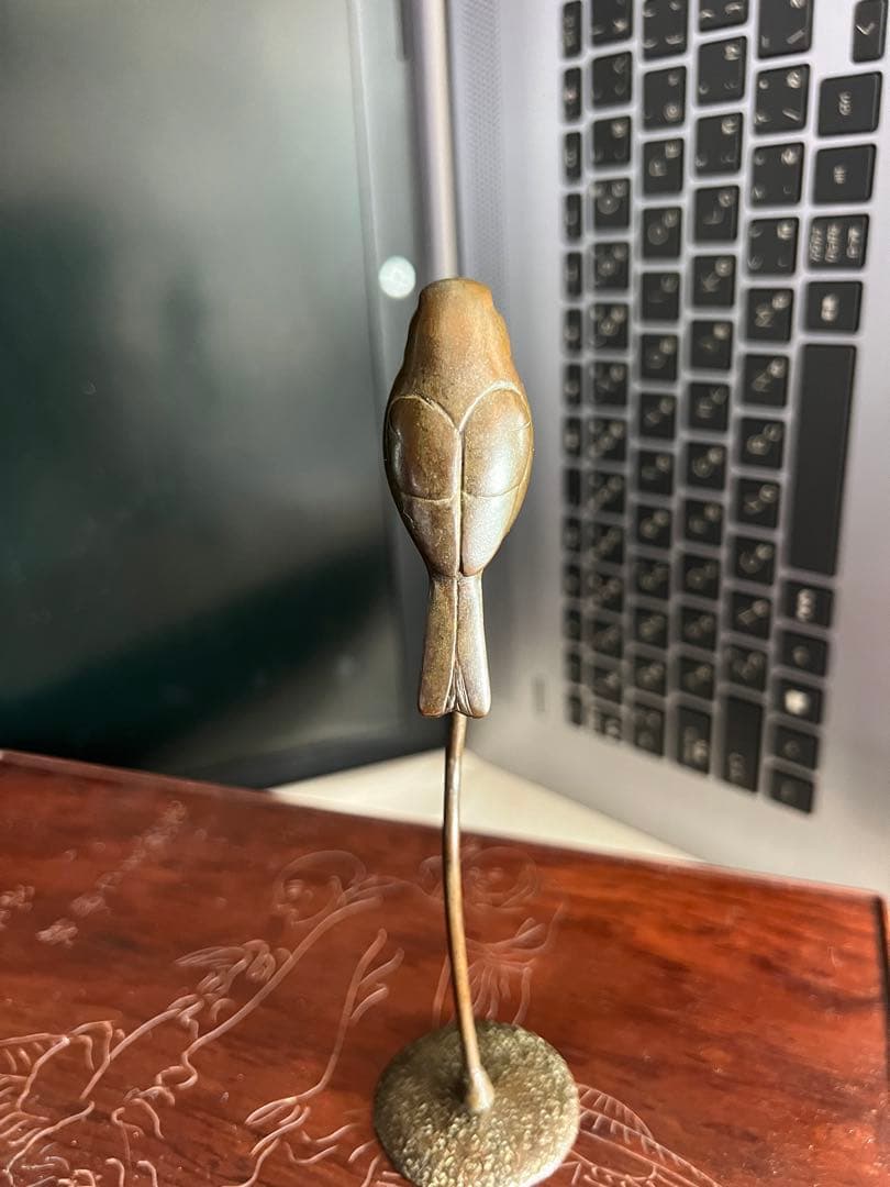 銅鳥置物 H-16cm