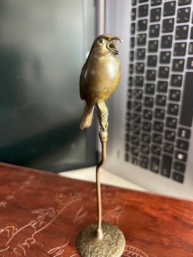 銅鳥置物 H-16cm