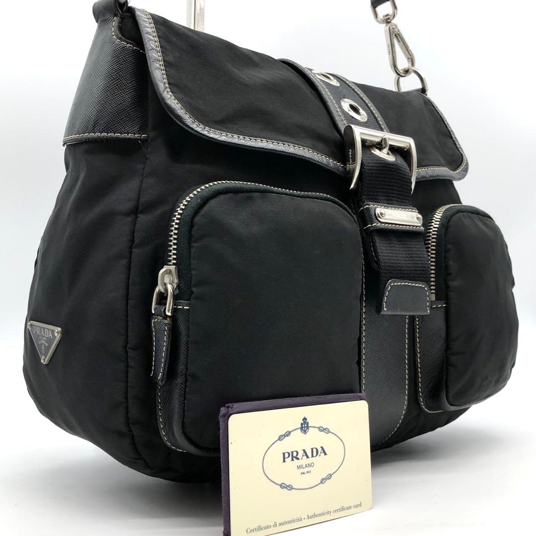 ✨ギャランティ付✨ プラダ ショルダーバッグ 三角ロゴプレート ナイロン レザー