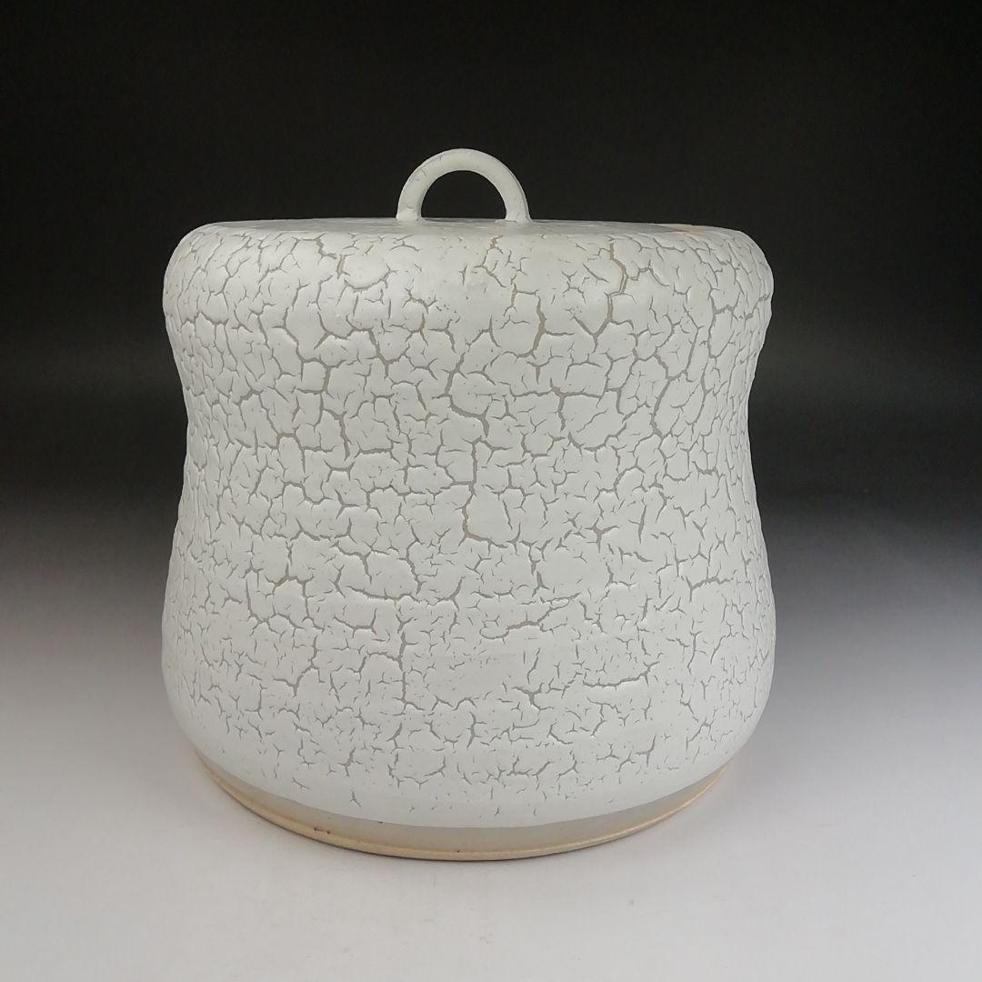 Ｔ８１８　水指　『罅釉』『東原窯　羽柴良一 作』　共箱　茶道具