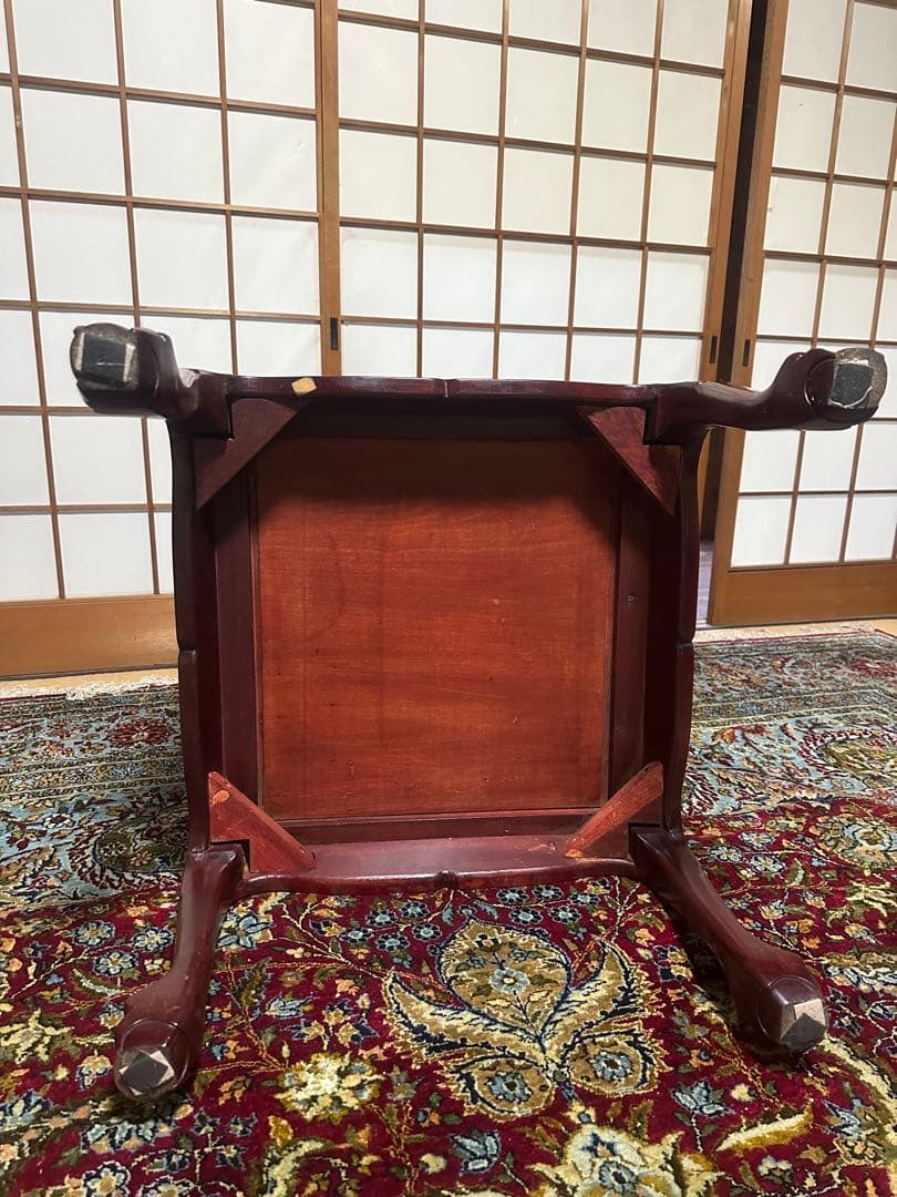 螺鈿細工 引き出し收納　木彫 花台 電話台 置物台 サイドテーブル2点セット