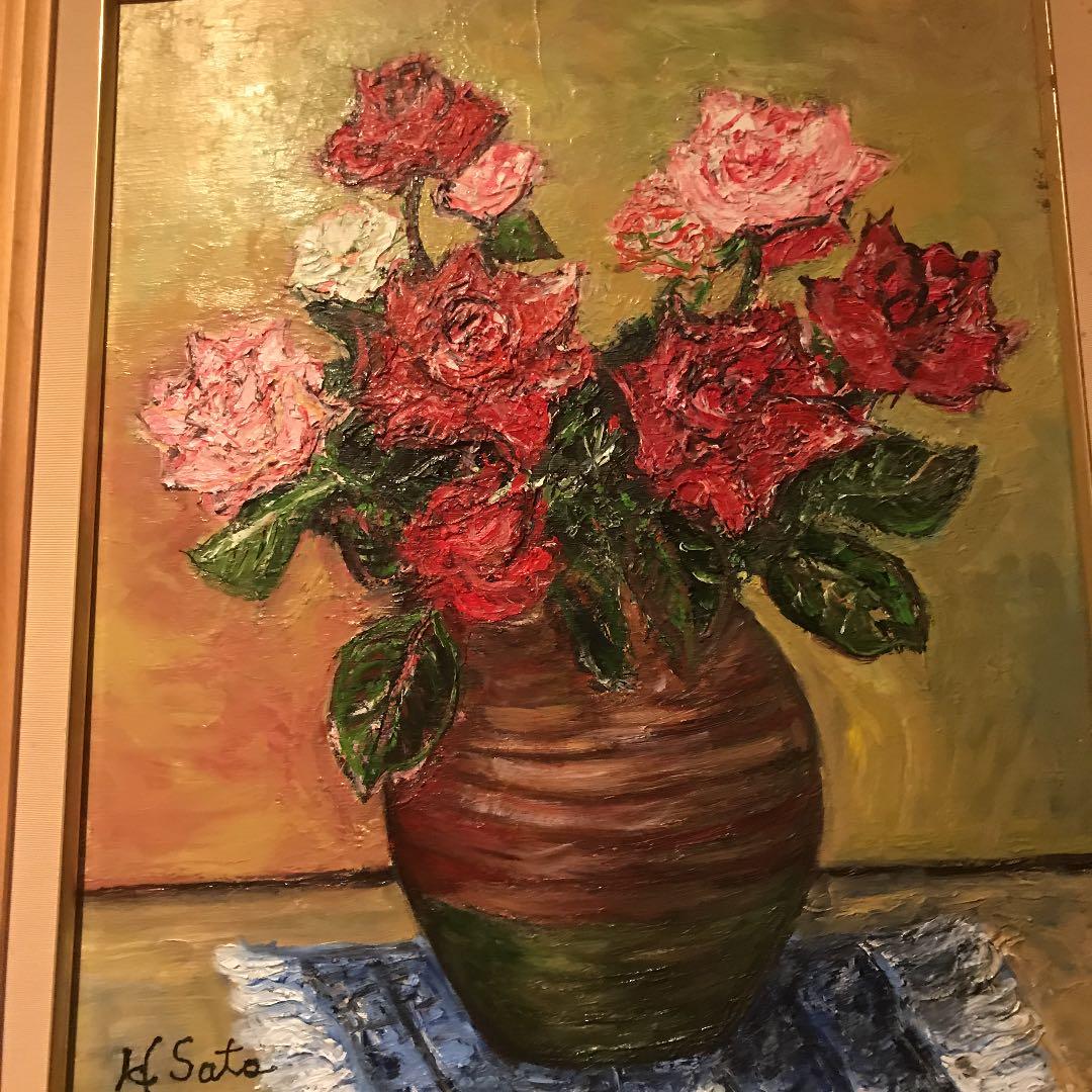 ☆大迫力‼︎圧巻‼︎ 絵画 油絵 花瓶油絵 ☆ 風水運気アップ‼︎ 花の油絵♪