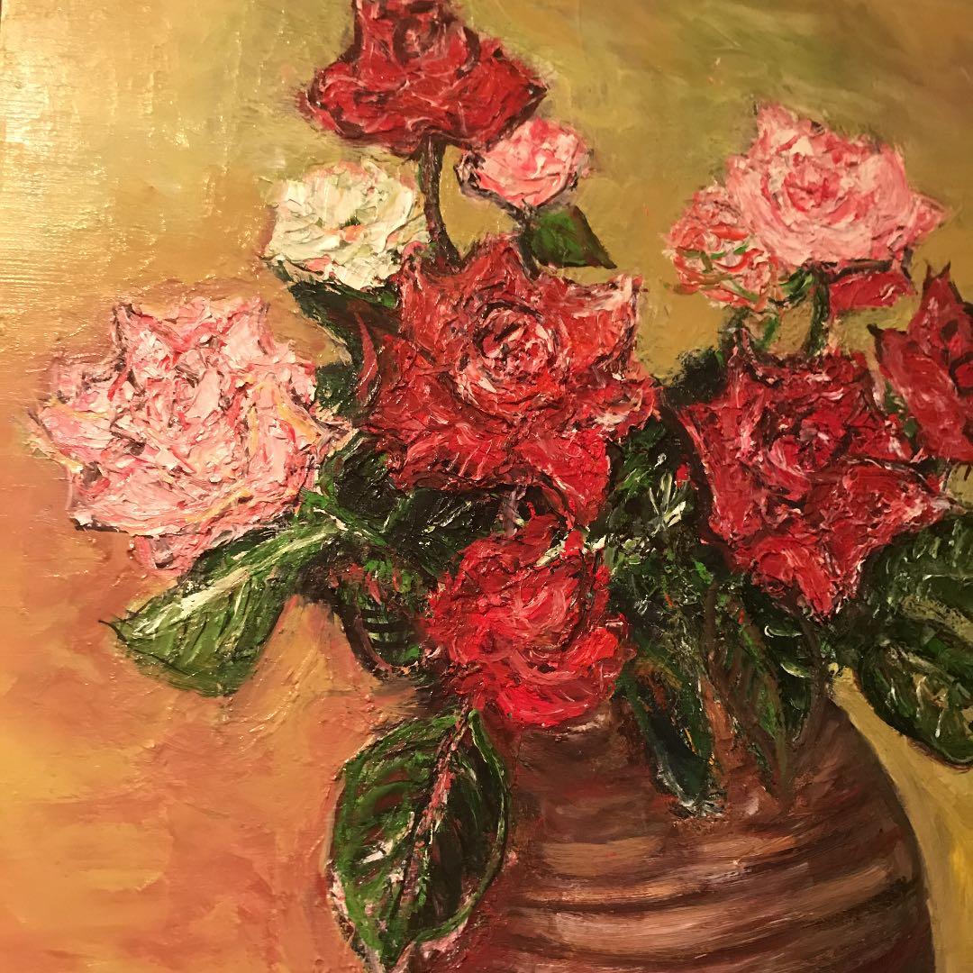 ☆大迫力‼︎圧巻‼︎ 絵画 油絵 花瓶油絵 ☆ 風水運気アップ‼︎ 花の油絵♪