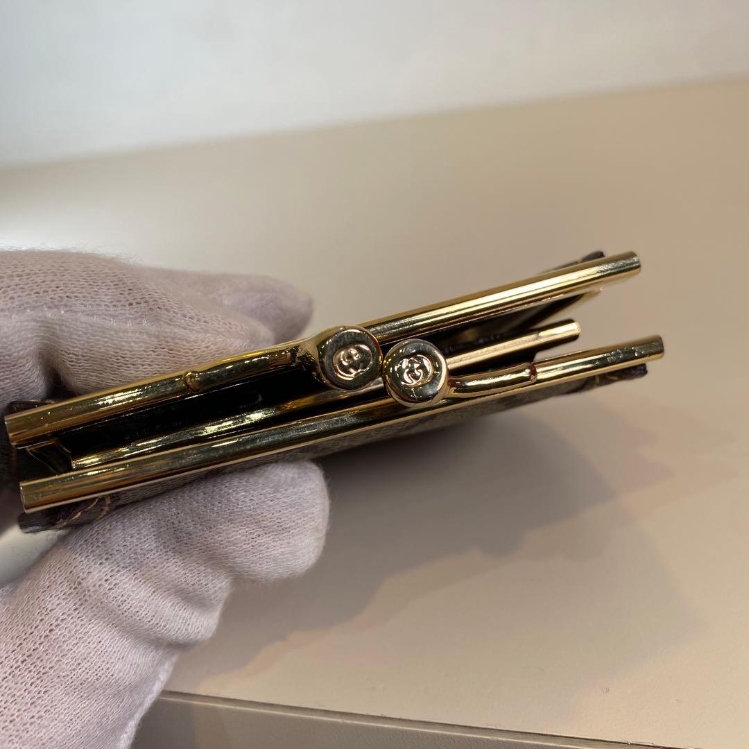 【未使用に近い】オールドグッチ がま口ケース ブラウン