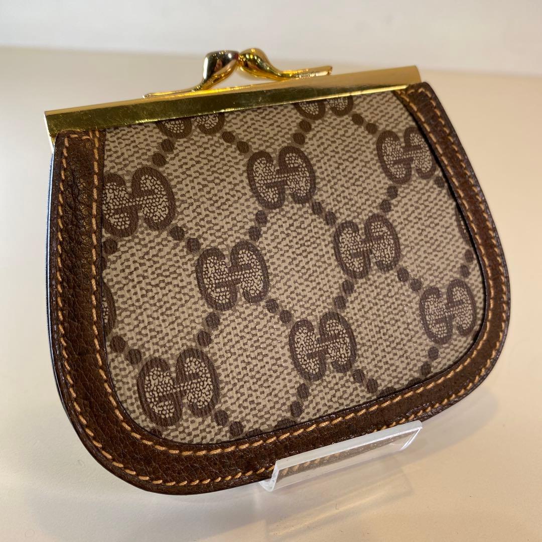 【未使用に近い】オールドグッチ がま口ケース ブラウン