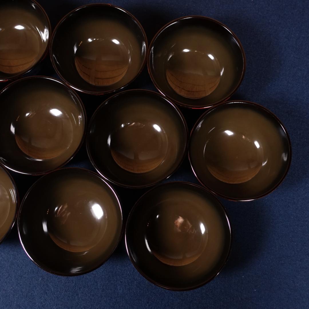 上品な逸品 天然木製漆器 紅葉蒔絵 吸物椀 10客 木箱付
