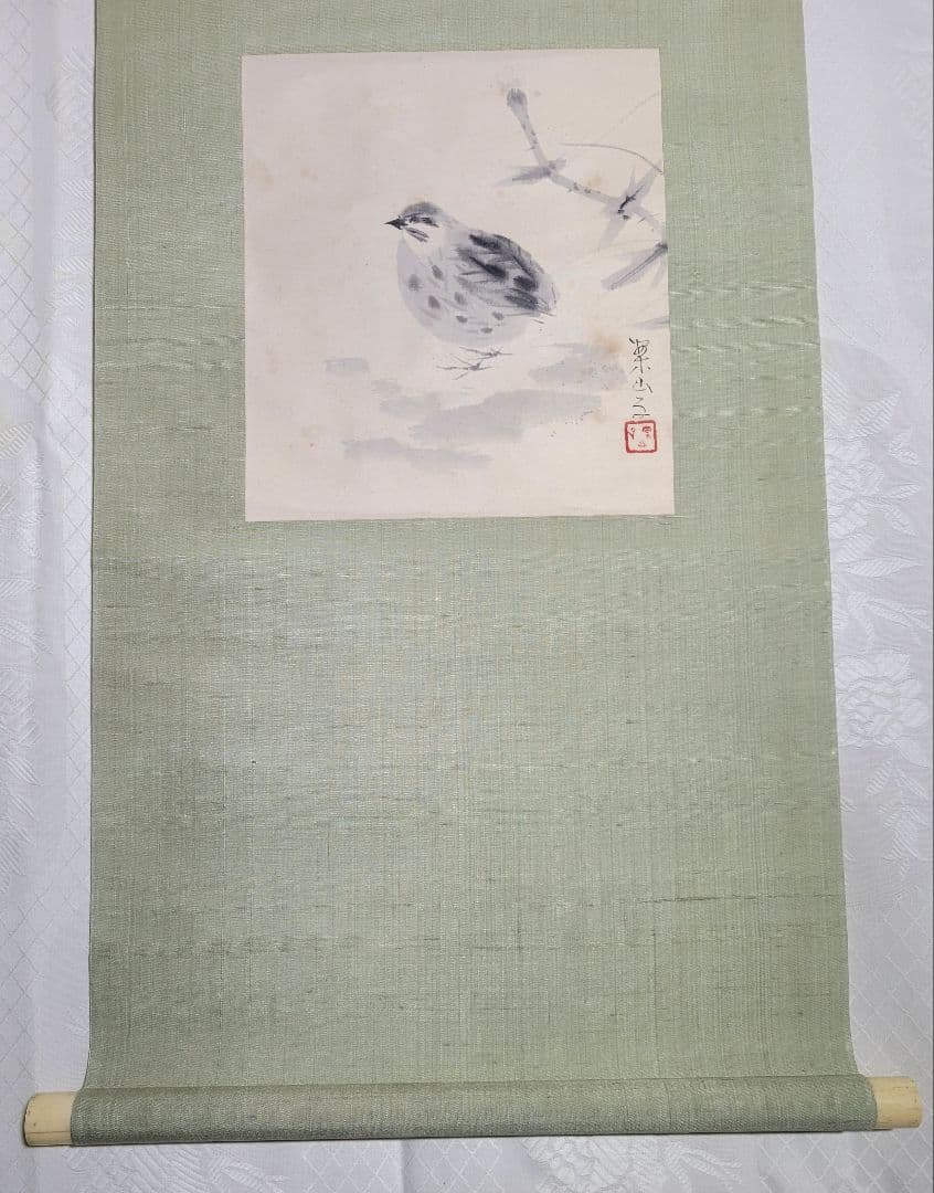 田中案山子　鶉の図　ウズラ　花鳥画　掛け軸　書画、骨董品、美術品