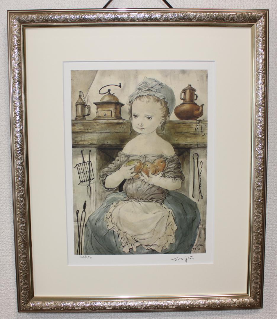 藤田嗣治 エスタンプリトグラフ「少女」販売証明書付き 162/250