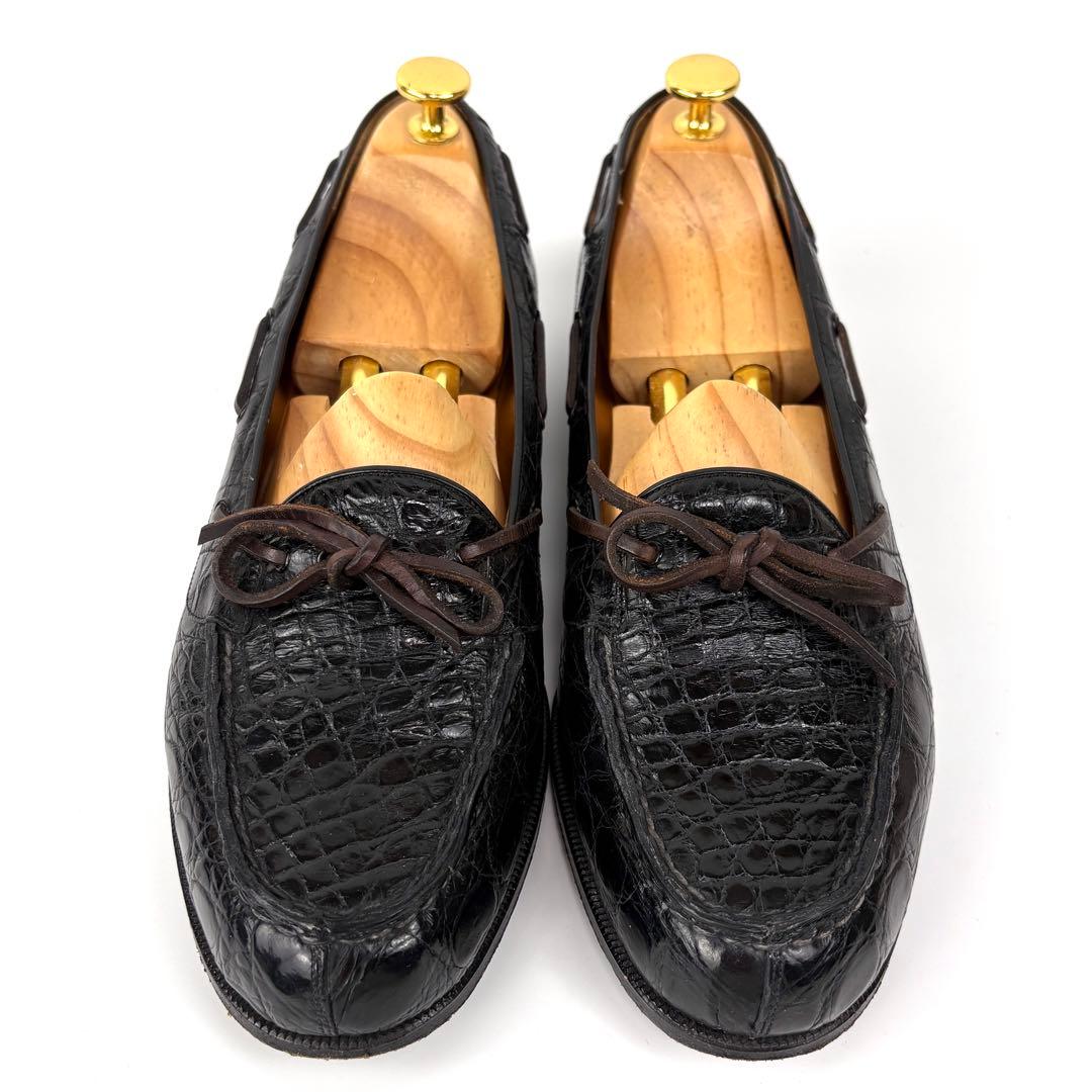 希少　ポロラルフローレン　革靴　ローファー　クロコダイル　ブラック　26.5cm