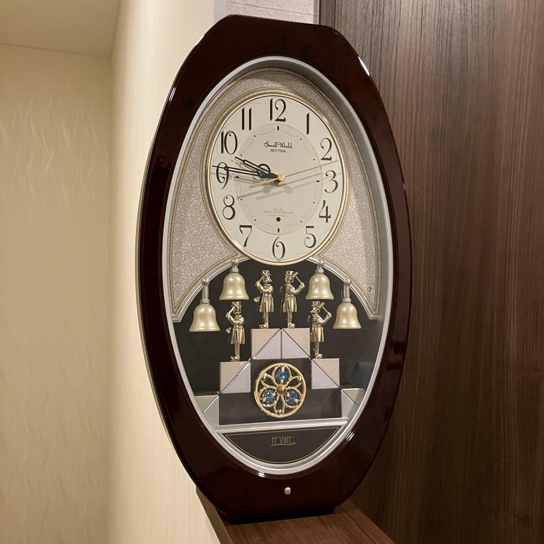 RHYTHM Small Worldからくり時計 電波時計 掛け時計 メロディ