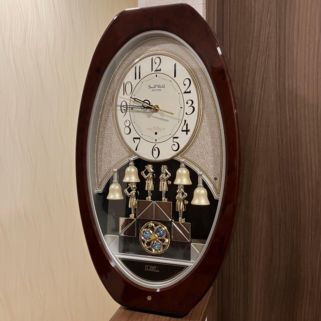 RHYTHM Small Worldからくり時計 電波時計 掛け時計 メロディ