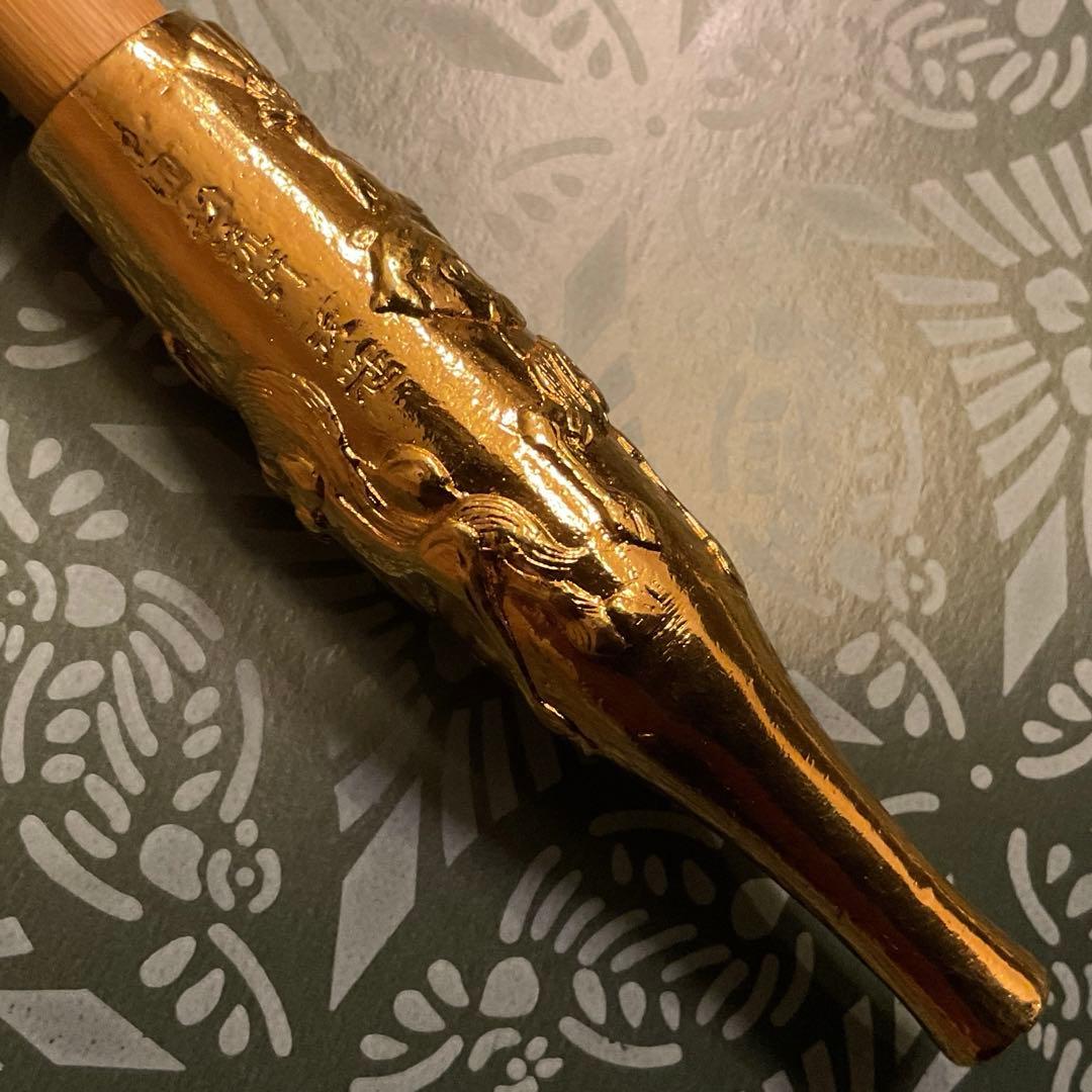 希少　金仕上げ　松流軒政輝　武者図　煙管　キセル