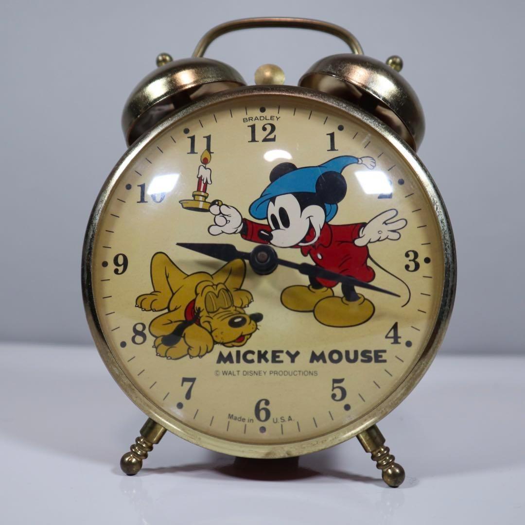 【動作OK】BRADLEYその③ 1960～70年ミッキー ゼンマイ目覚まし時計