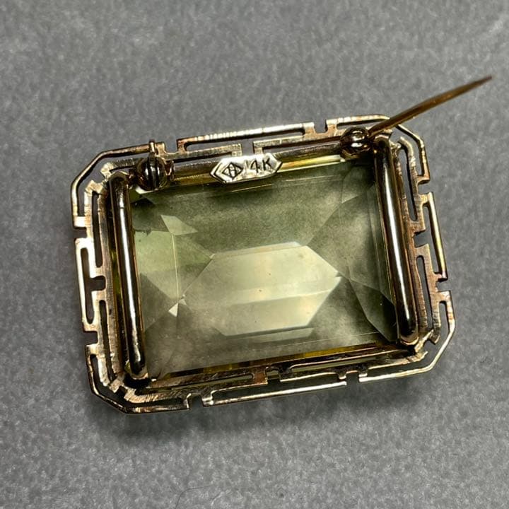 Happy S　14Kグリーンクォーツ　帯留め兼ブローチ