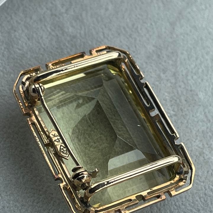 Happy S　14Kグリーンクォーツ　帯留め兼ブローチ