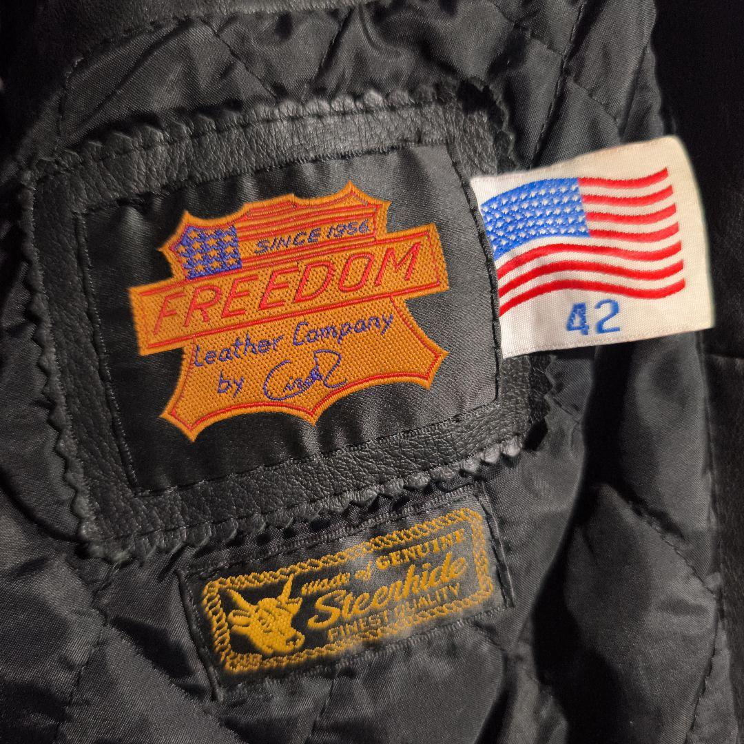 FREEDOM シングルライダース レザージャケット 42 ステアハイド 本革