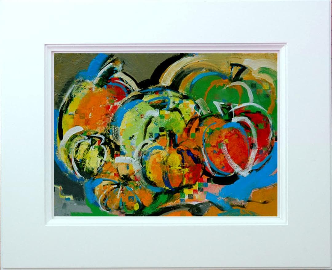 油絵 菅家令子 インテリア 額付(白) 油絵 uF6-061303 かぼちゃ
