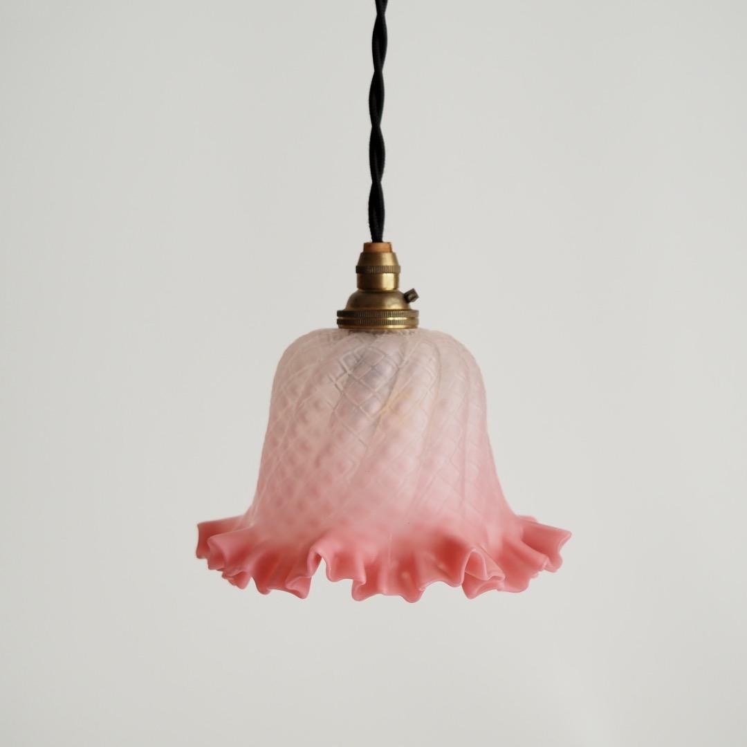 シェードランプ フリル型天吊りランプ / アンティーク 英国製