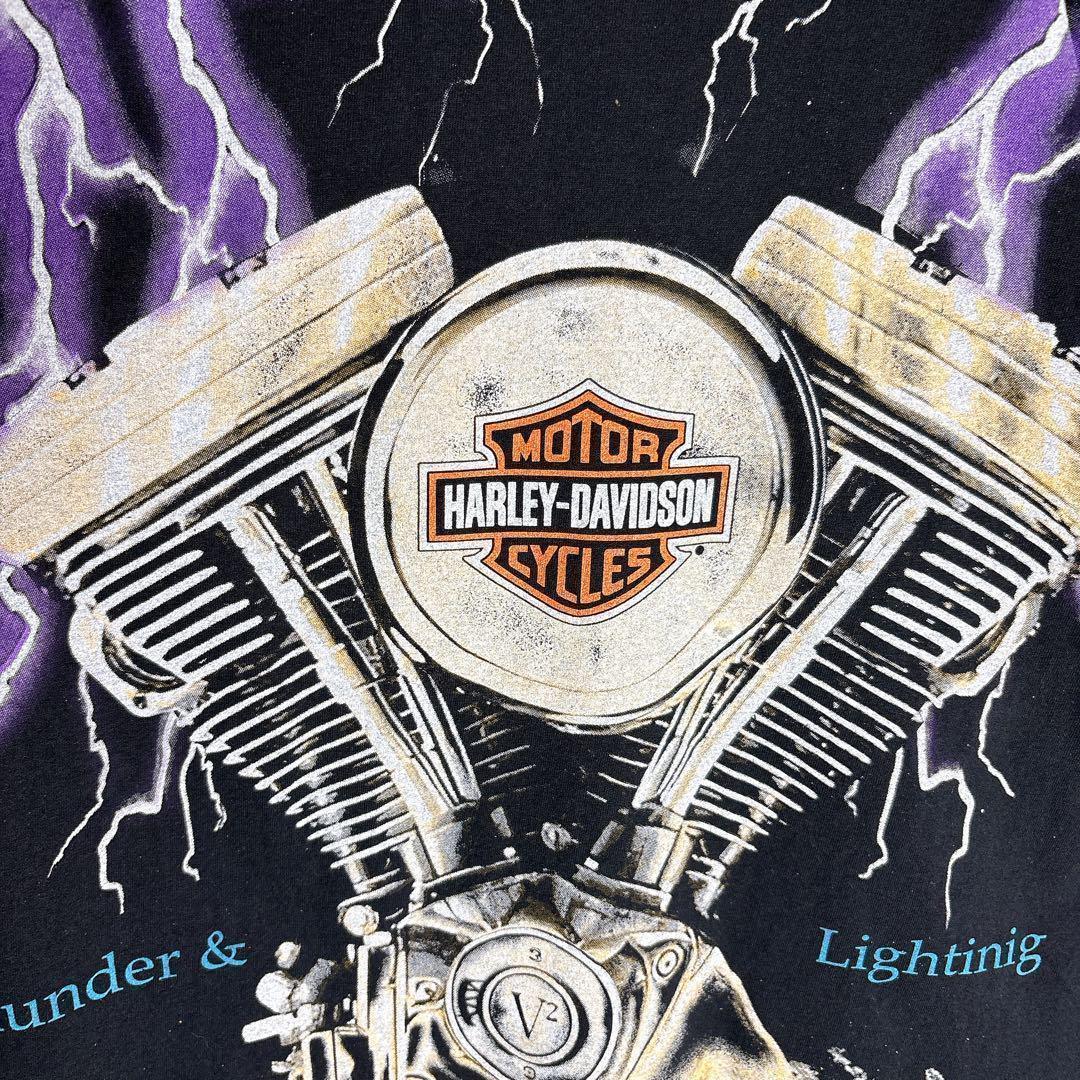 ハーレーダビッドソン tシャツ ライトニングサンダー 両面プリント L□