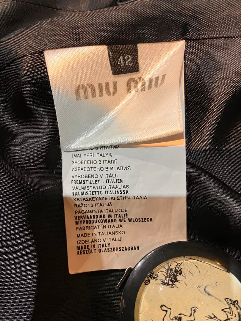 ミュウミュウ　miumiu ブラック チェスターコート XS