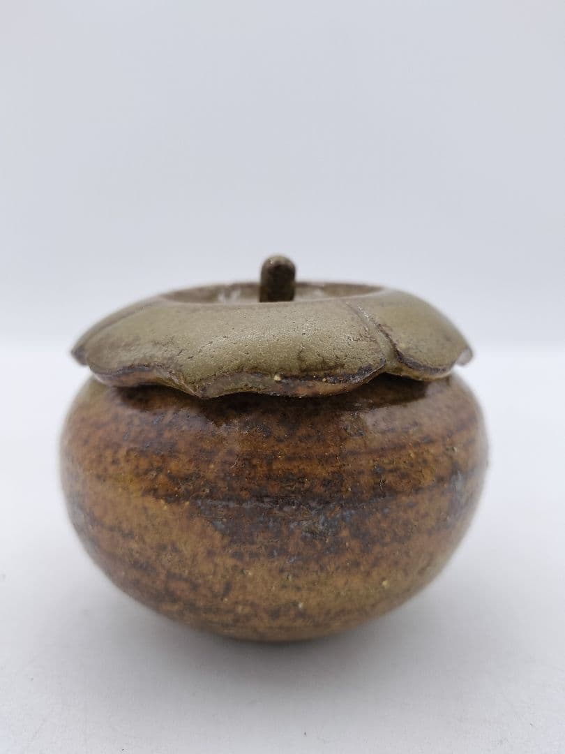 c479 茶器 柿 遠州七窯　志戸呂 廣前心斎　木箱 茶道具 古物