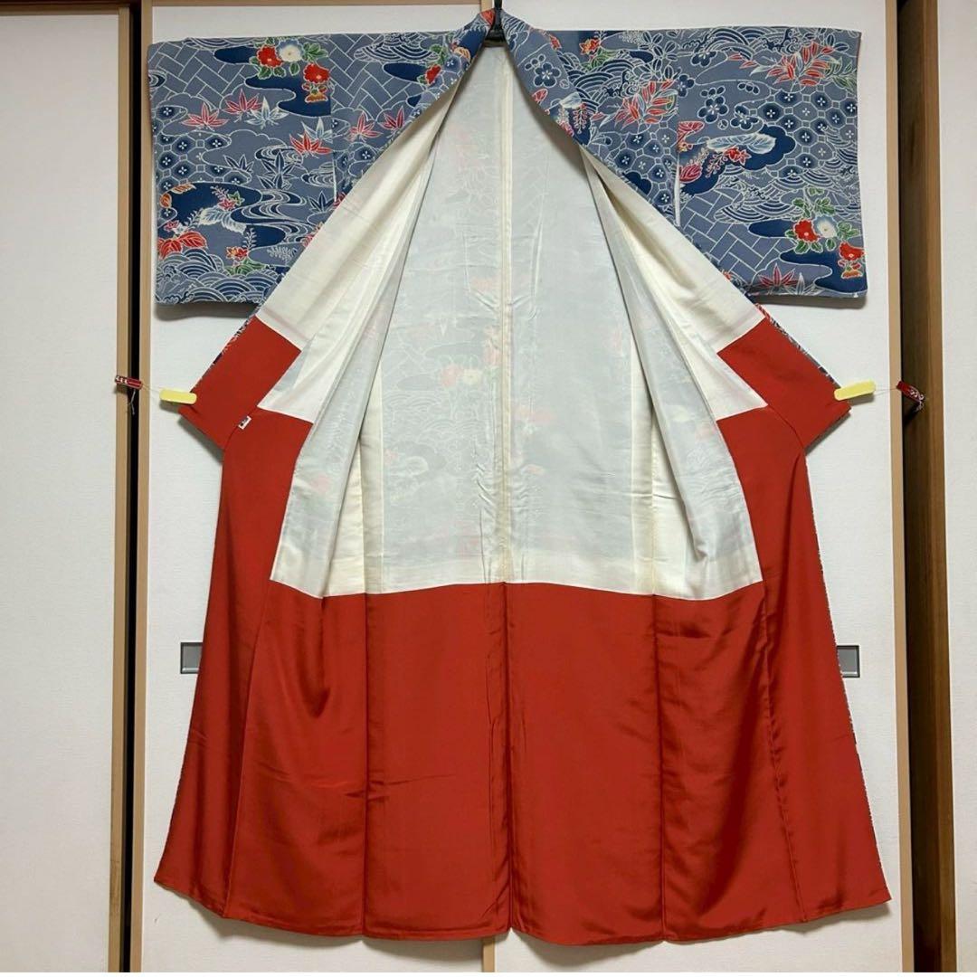 新品 美品　専門店　袷　正絹　友禅　型染め　小紋　フルセット　裄69