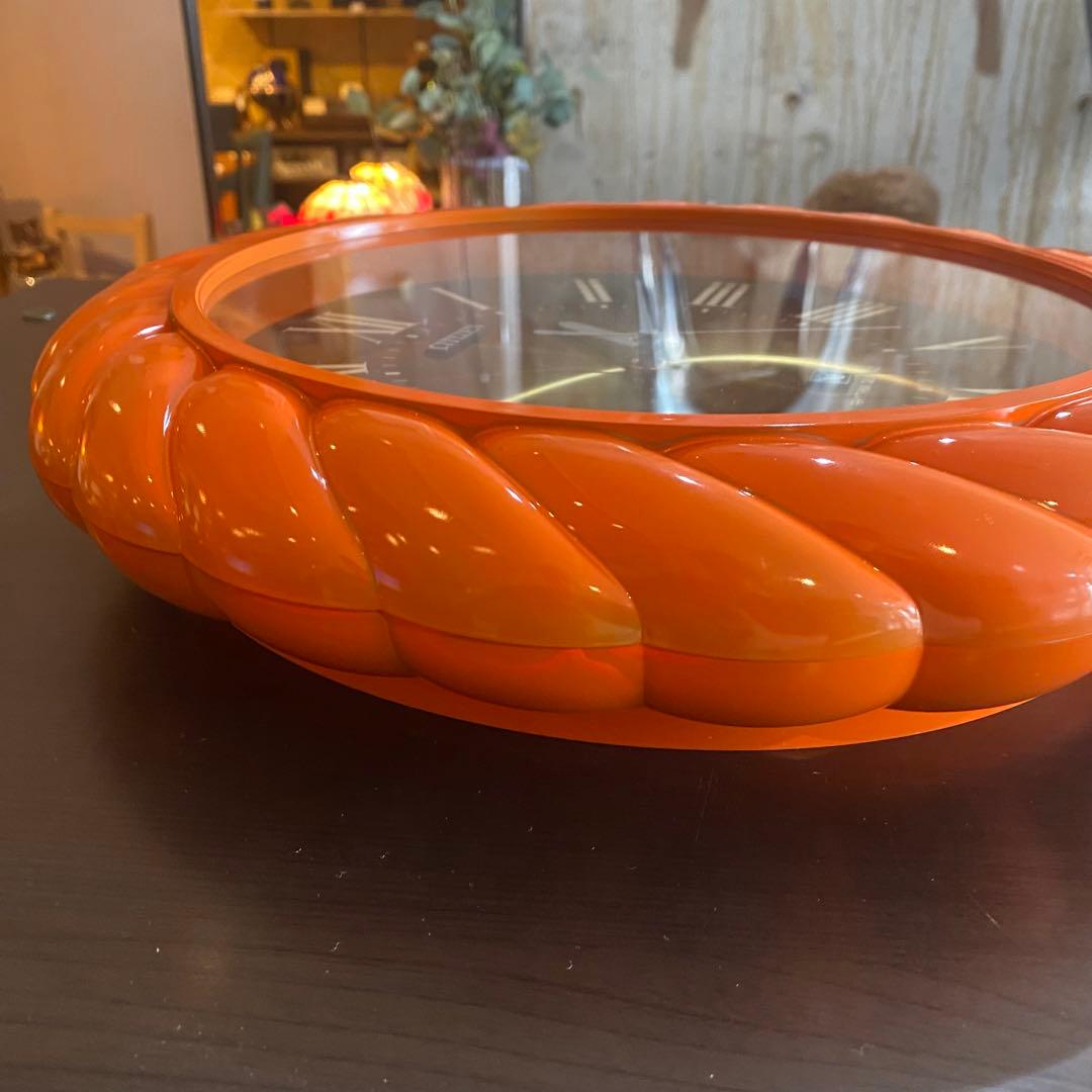 CITIZEN リペイント　壁掛時計 ミッドセンチュリー　昭和レトロ　オレンジ