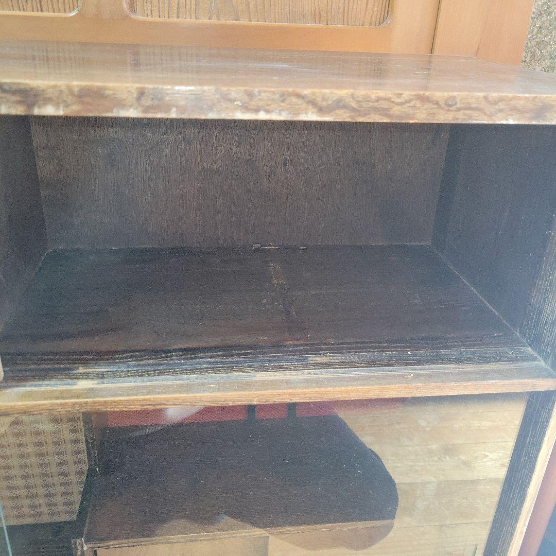 【昭和レトロ】茶箪笥 飾り彫り ガラス収納 アンティーク