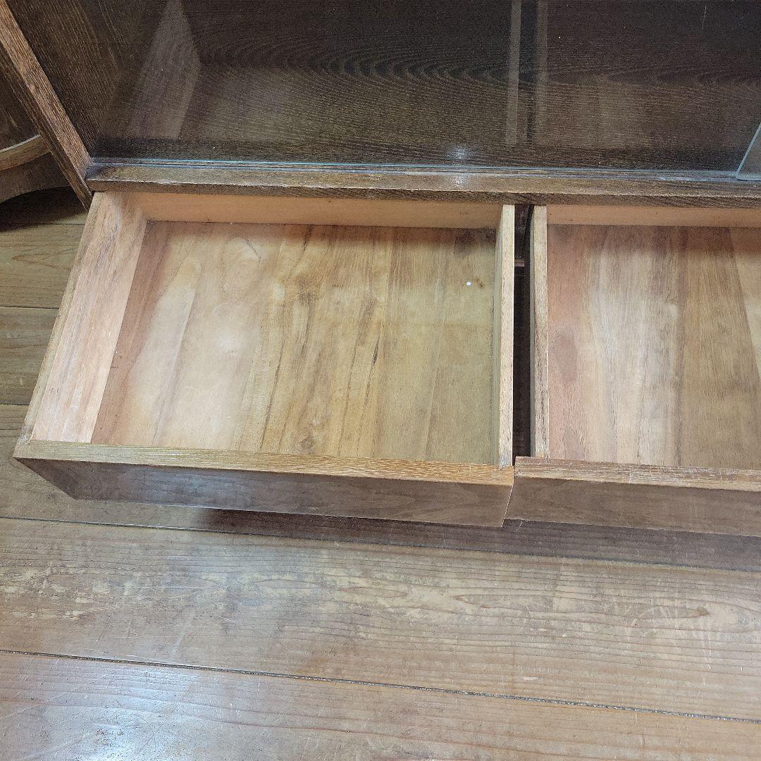 【昭和レトロ】茶箪笥 飾り彫り ガラス収納 アンティーク