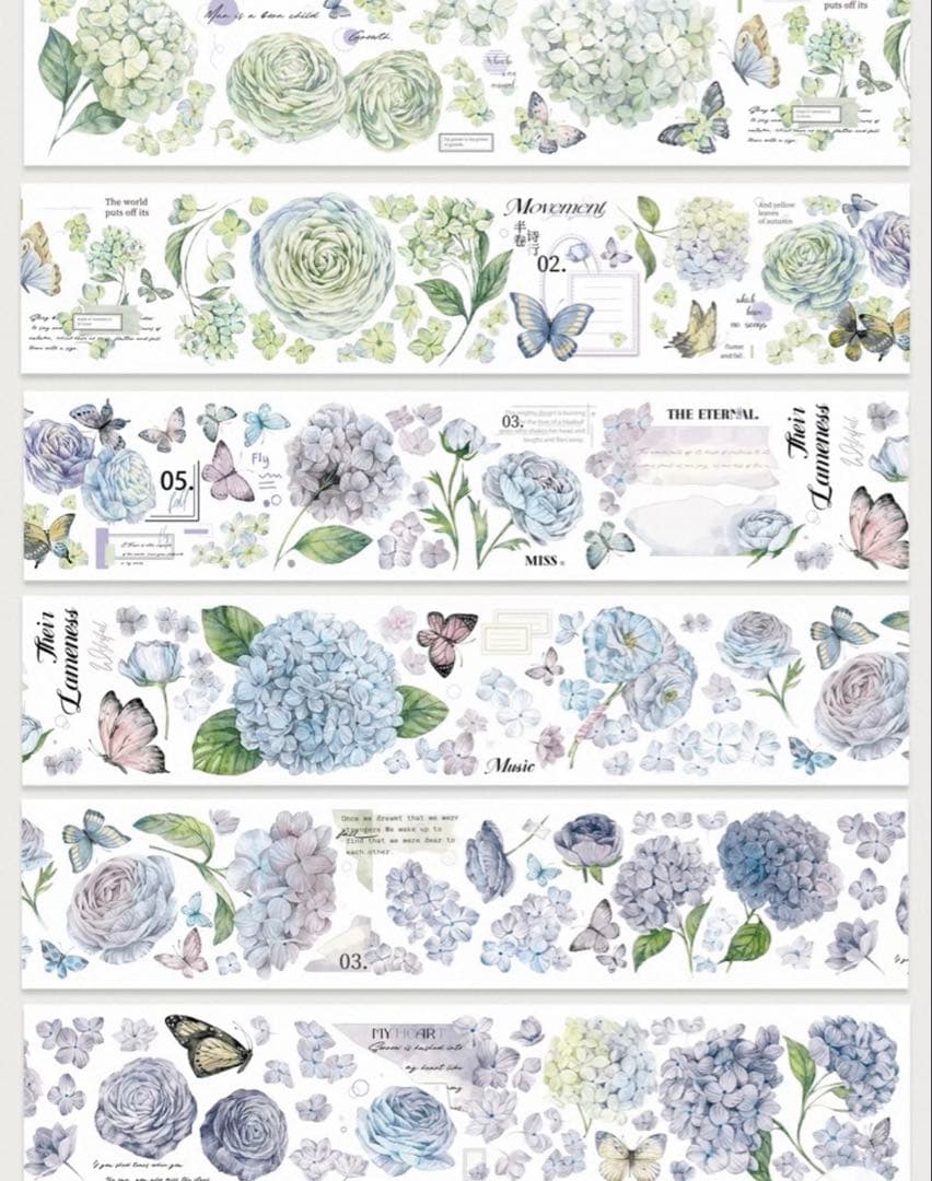 林野间《绣花信·蓝》海外マスキングテープ　マステ 【2465】