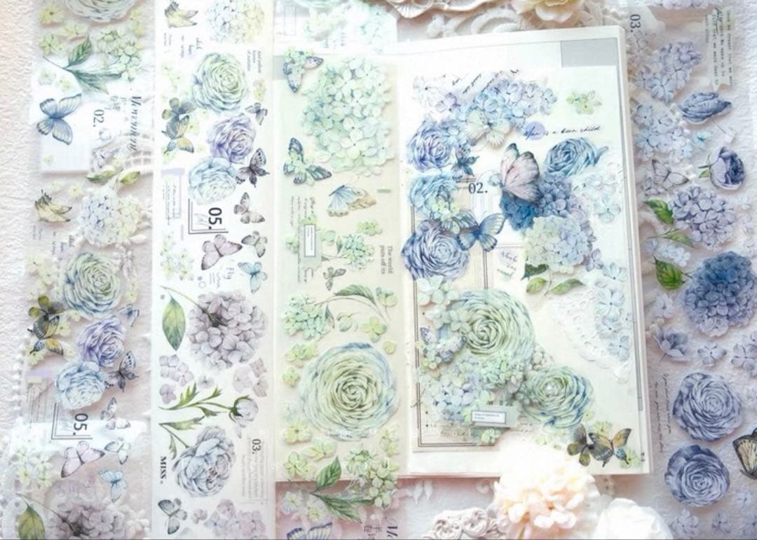 林野间《绣花信·蓝》海外マスキングテープ　マステ 【2465】