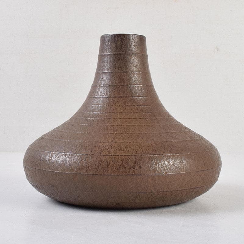 南部鉄器　御釜師　鈴木盛久作　波紋花器　重さ約1015g　共箱　M　R9373