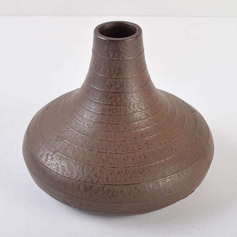 南部鉄器　御釜師　鈴木盛久作　波紋花器　重さ約1015g　共箱　M　R9373