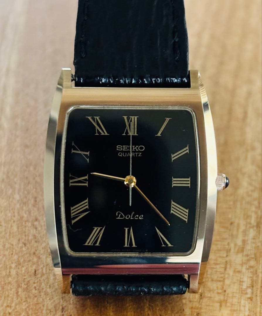 【SEIKO Dolce】クォーツ腕時計 黒文字盤 メンズ
