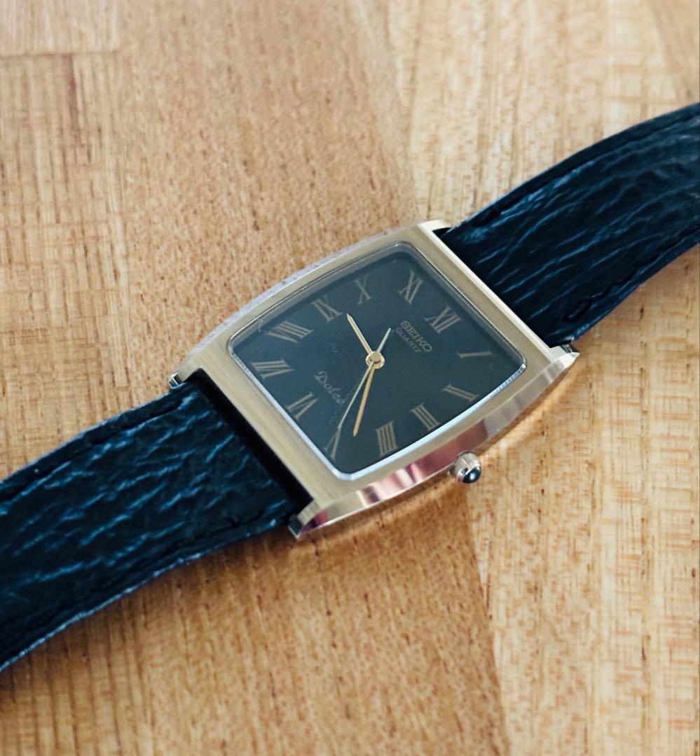 【SEIKO Dolce】クォーツ腕時計 黒文字盤 メンズ