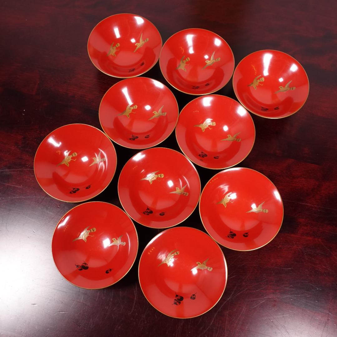 江戸時代後期の蒔絵師 橘屋浅野友七 一富士二鷹三茄子図 蒔絵 吸物椀 10客