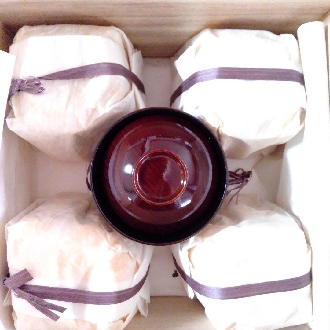 木製溜塗　箸洗椀未使用品五客