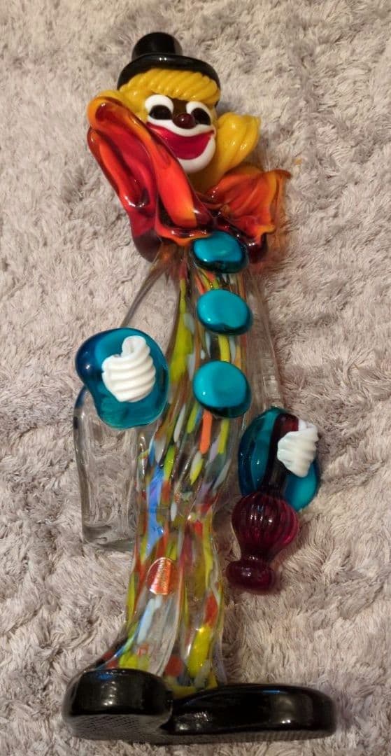 イタリア　ムラーノガラス　ピエロ　大きめサイズ置物