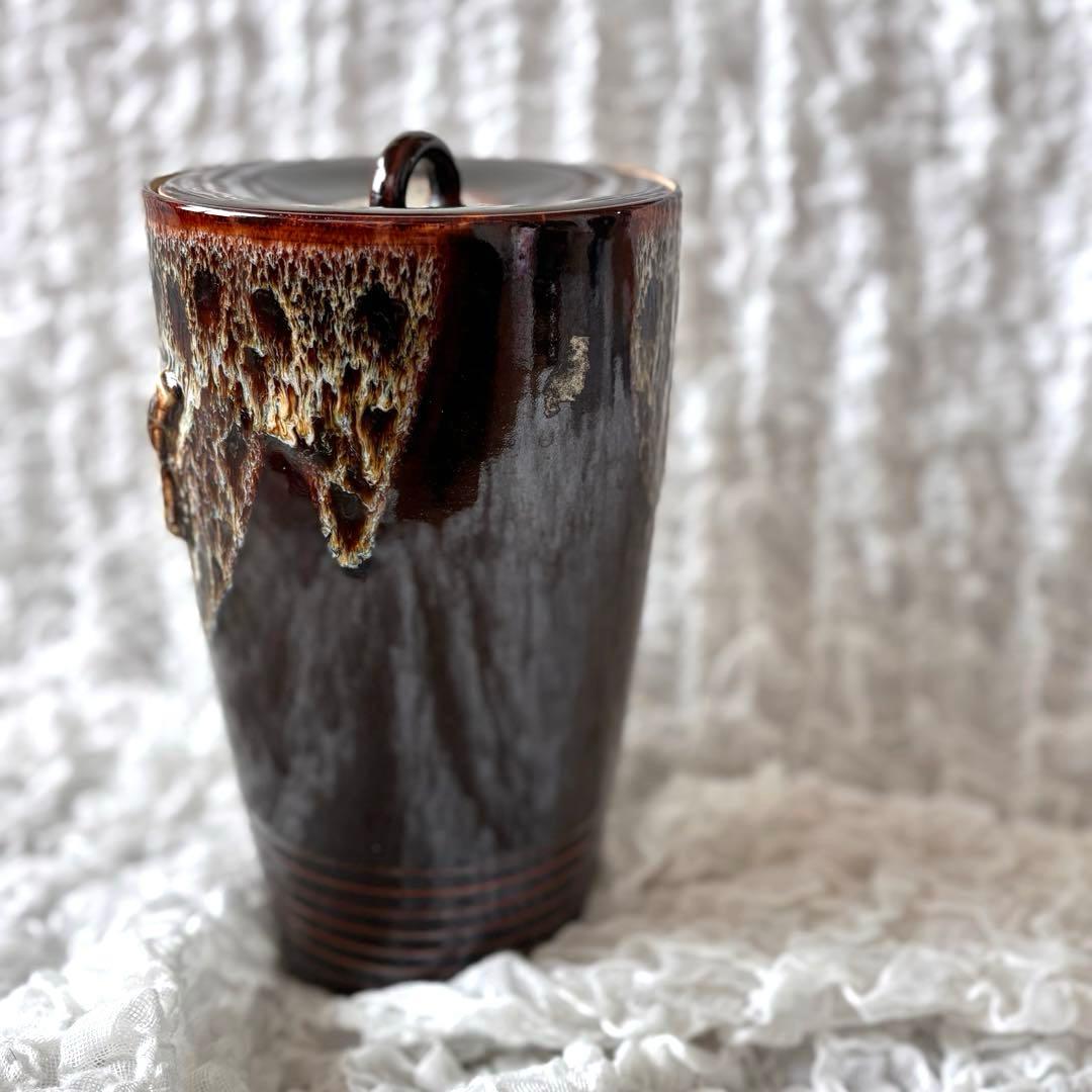 茶道 陶器製 細水指 水差し 木箱付き 刻印 景山