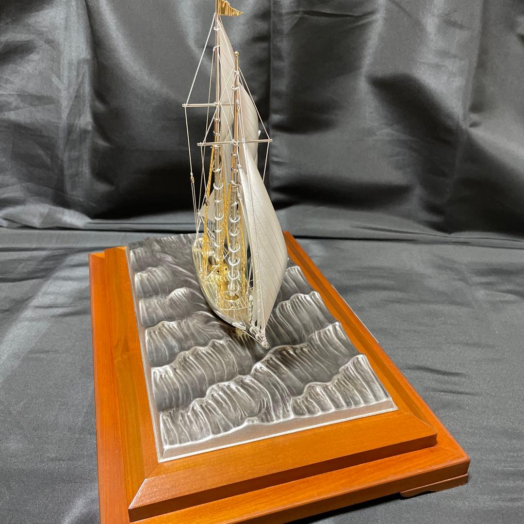 銀製 ヨット ガラスケース付き タケヒコ TAKEHIKO 武比古