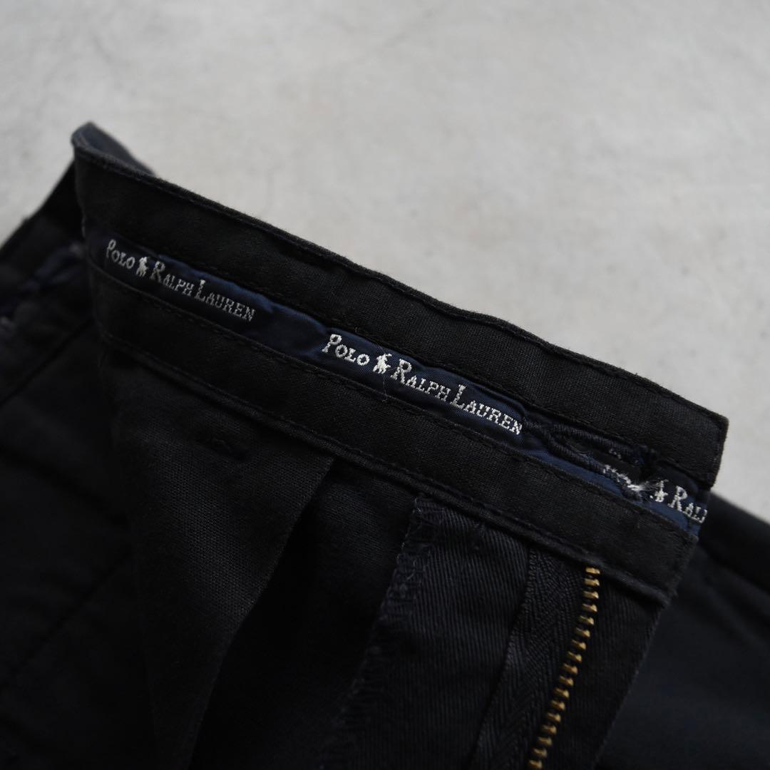 90s ラルフローレン ANDREW PANT ポロチノ黒 タックチノ USA