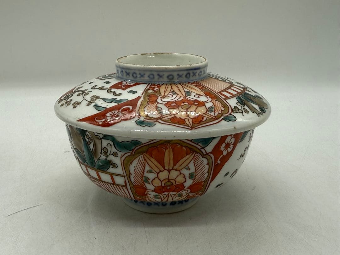 時代　伊万里　色絵　蓋茶碗3点　アンティーク　送料込み250922