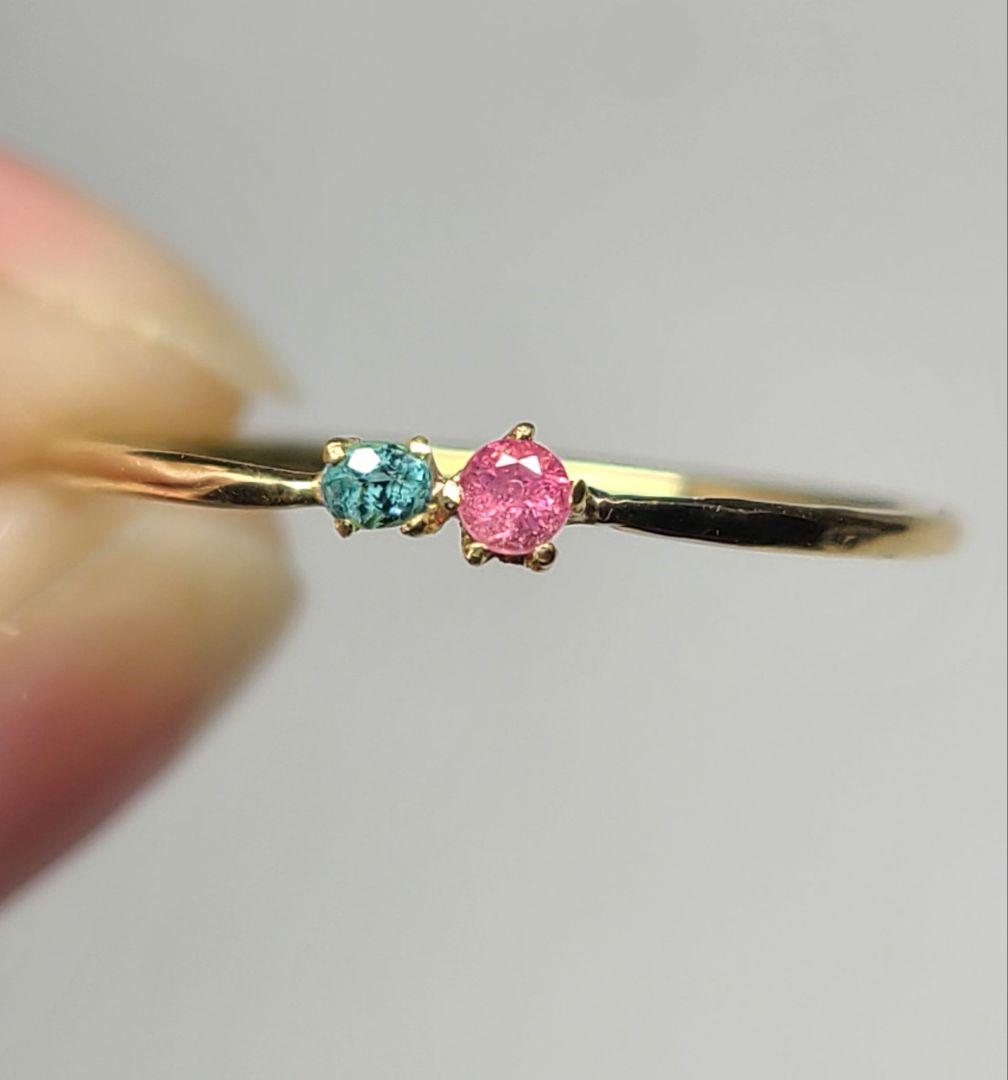 幻の共演★バターリャパライバトルマリン&ワーワー鉱山産レッドベリルリング18金★