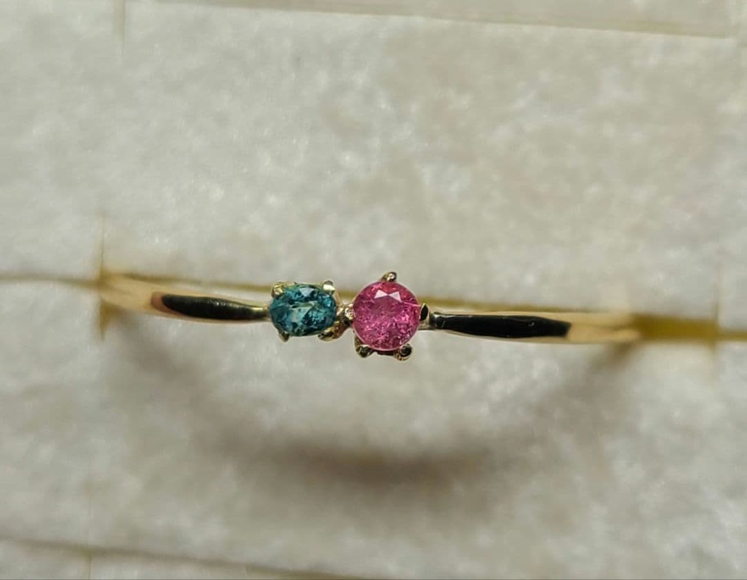 幻の共演★バターリャパライバトルマリン&ワーワー鉱山産レッドベリルリング18金★