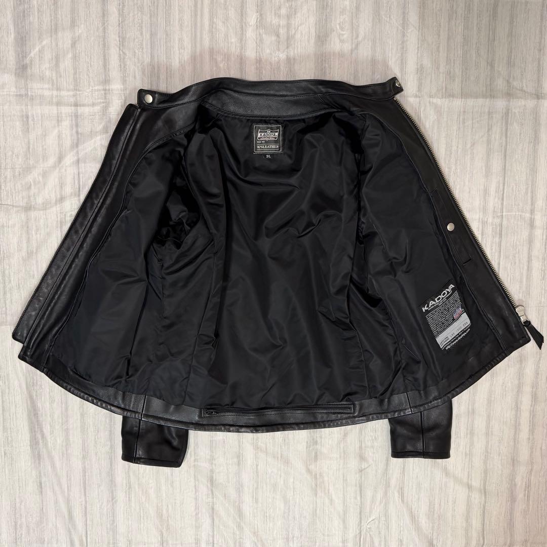 美品 3Lカドヤ ライナー付 シングルライダースジャケット FPS-2 SFT