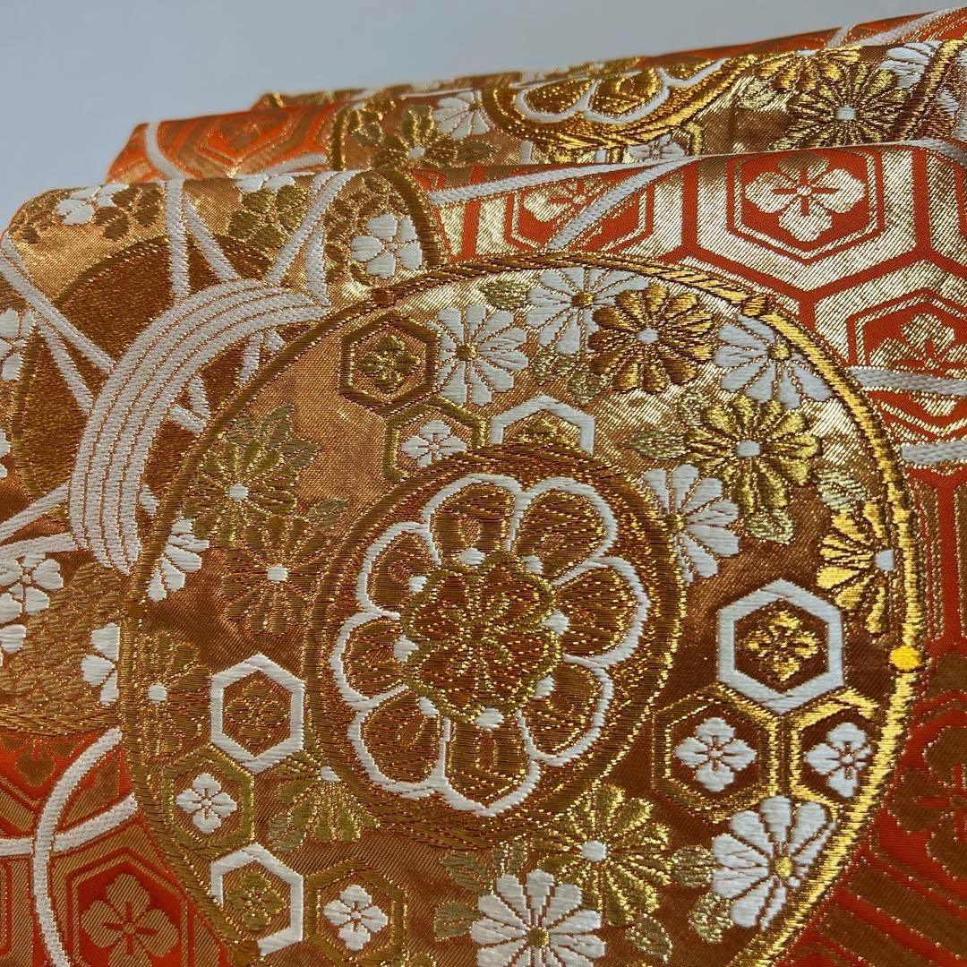 386 振袖フルセット 正絹 橙 黄色 黒 絞り 金彩 駒刺繍 レトロ 古典柄