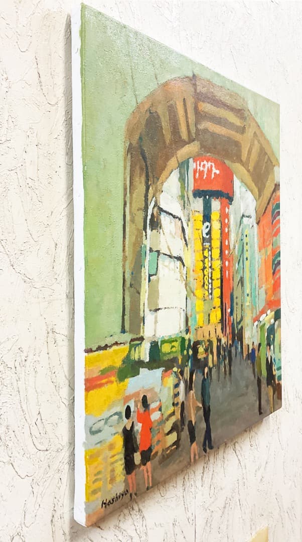 絵画 540 油絵/風景/街角/東京/秋葉原電気街/山手線/F10号