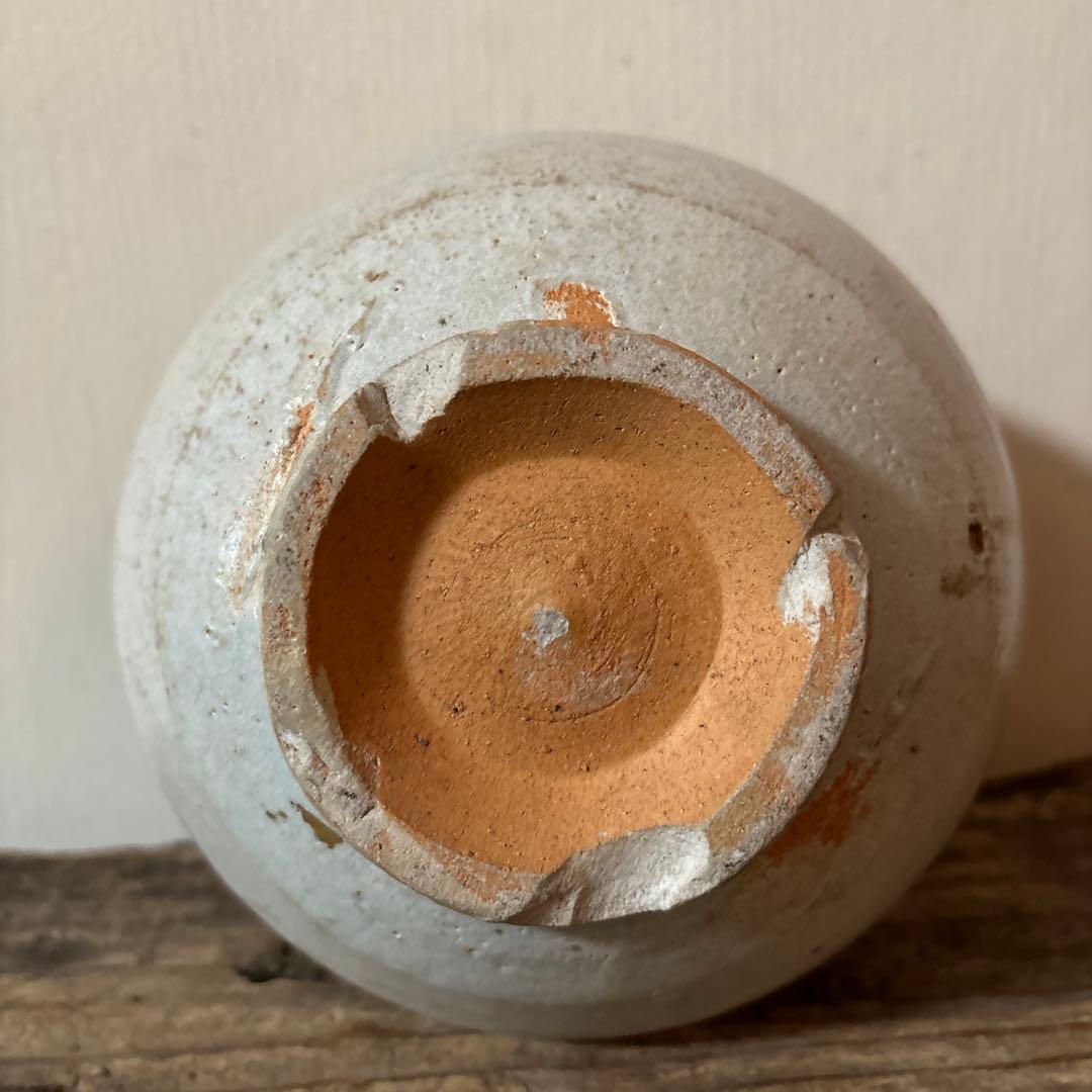 李朝壷　白磁　堅手　丸壷　塩笥壺　骨董　韓国オンギ　骨董品.アンティーク.古民芸