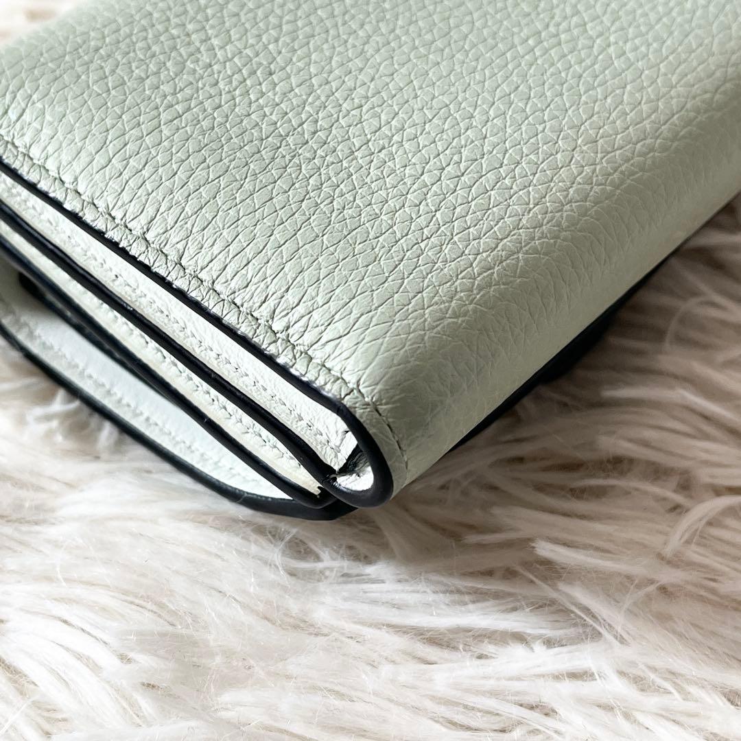 LOEWE 三つ折り財布　アナグラム　トライフォールド　グリーン　シェルグレー