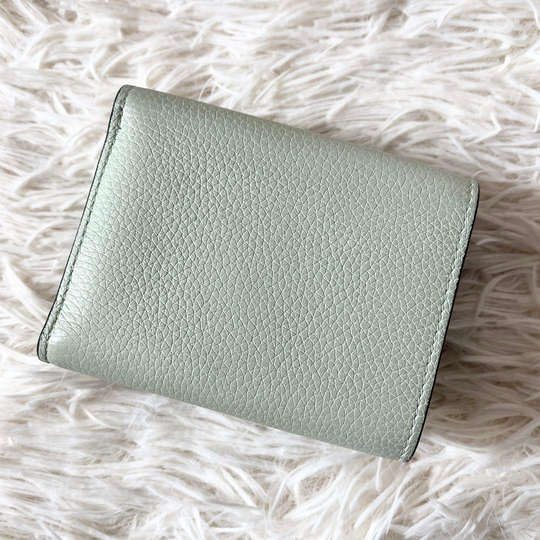 LOEWE 三つ折り財布　アナグラム　トライフォールド　グリーン　シェルグレー